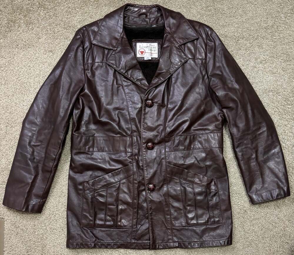 VTG Mens Leather Brown Jacket Blazer Removable Liner 40R Biker Grunge Rugged